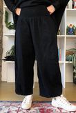 Lock Needlecord Shirring Barrel Pant Black